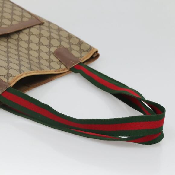 GUCCI GG Supreme Web Sherry Line Tote Bag Pvc Beige Red 39 02 003 - Picture 7 of 16